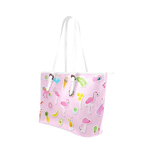 Fairlings Delight's 80's Glam Collection-  Summer Pink Fun 53086a2 Leather Tote Bag/Small (Model 1651)