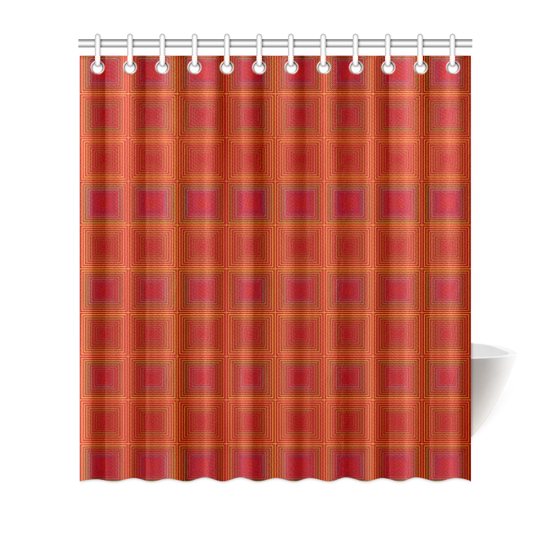 Red orange golden multicolored multiple squares Shower Curtain 66"x72"