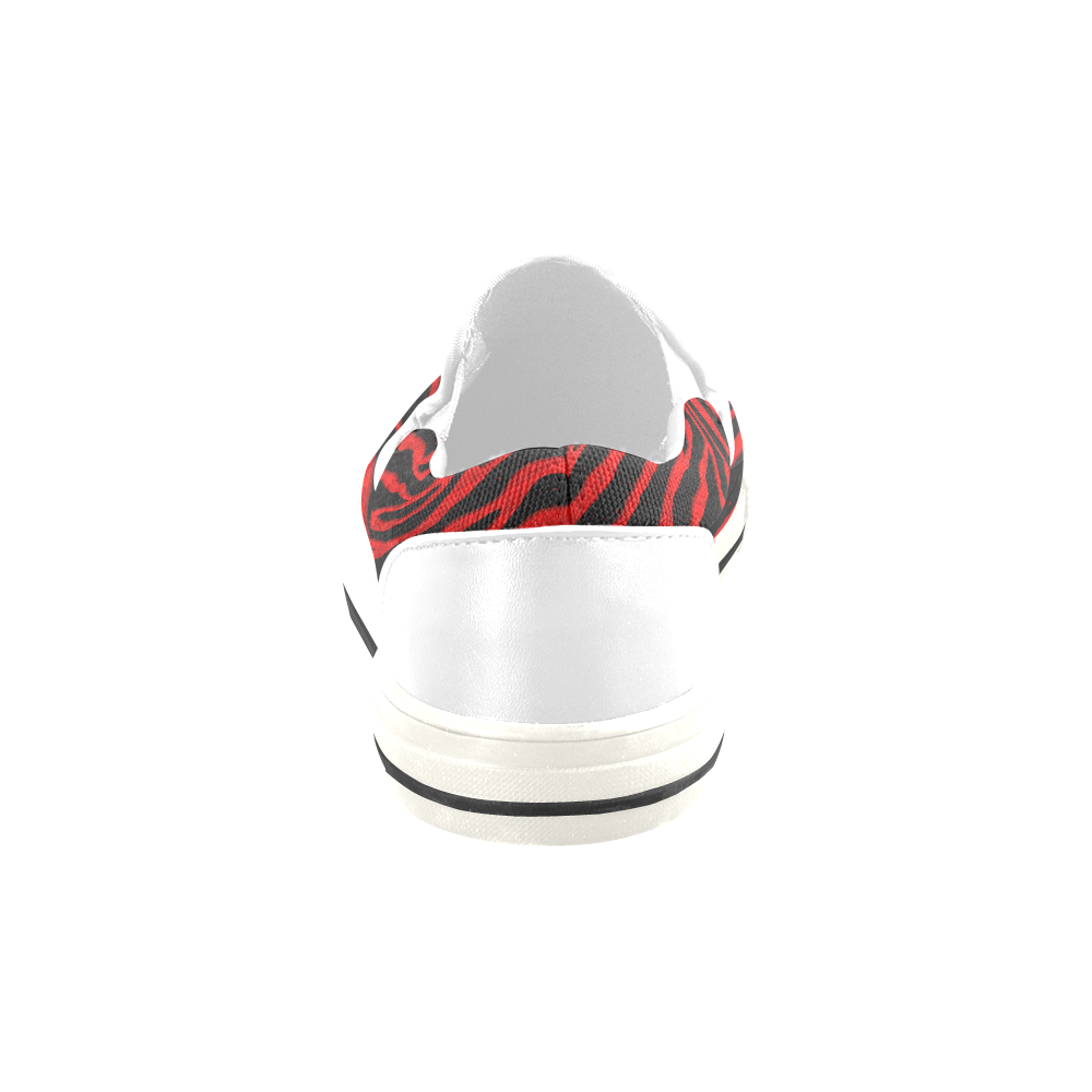Ripped SpaceTime Stripes - Red Slip-on Canvas Shoes for Kid (Model 019)