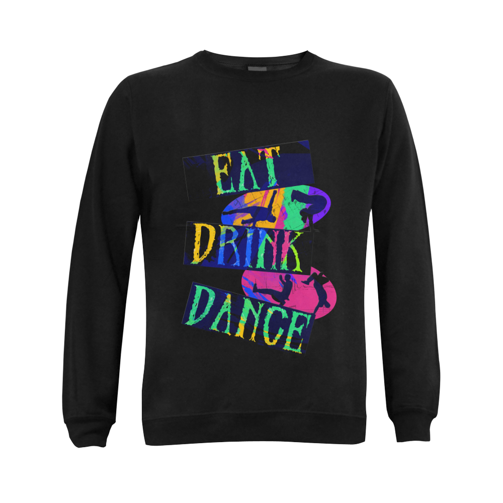 Break Dancing Colorful on Black Gildan Crewneck Sweatshirt(NEW) (Model H01)