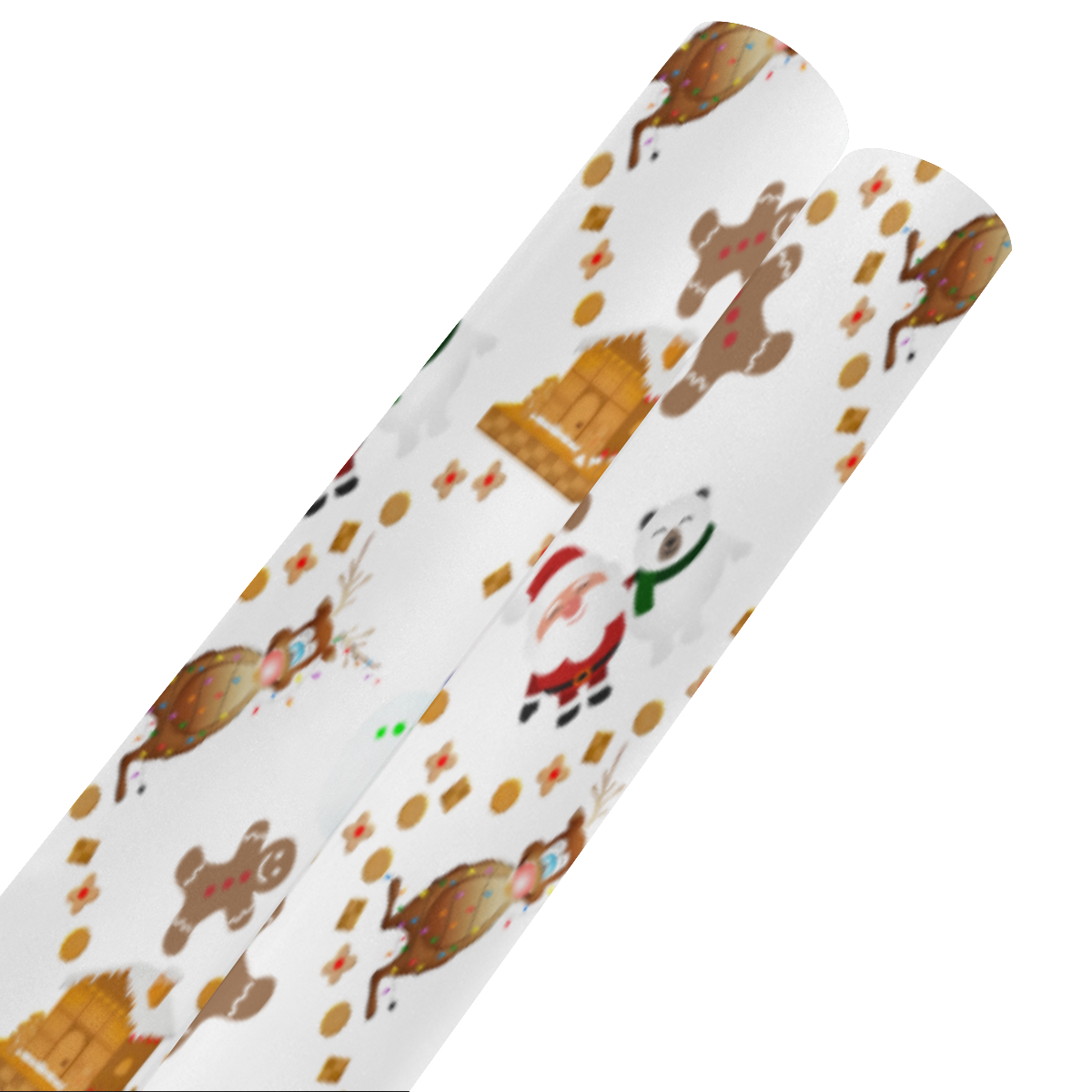 Christmas Gingerbread Snowman and Santa Claus Gift Wrapping Paper 58"x 23" (2 Rolls)