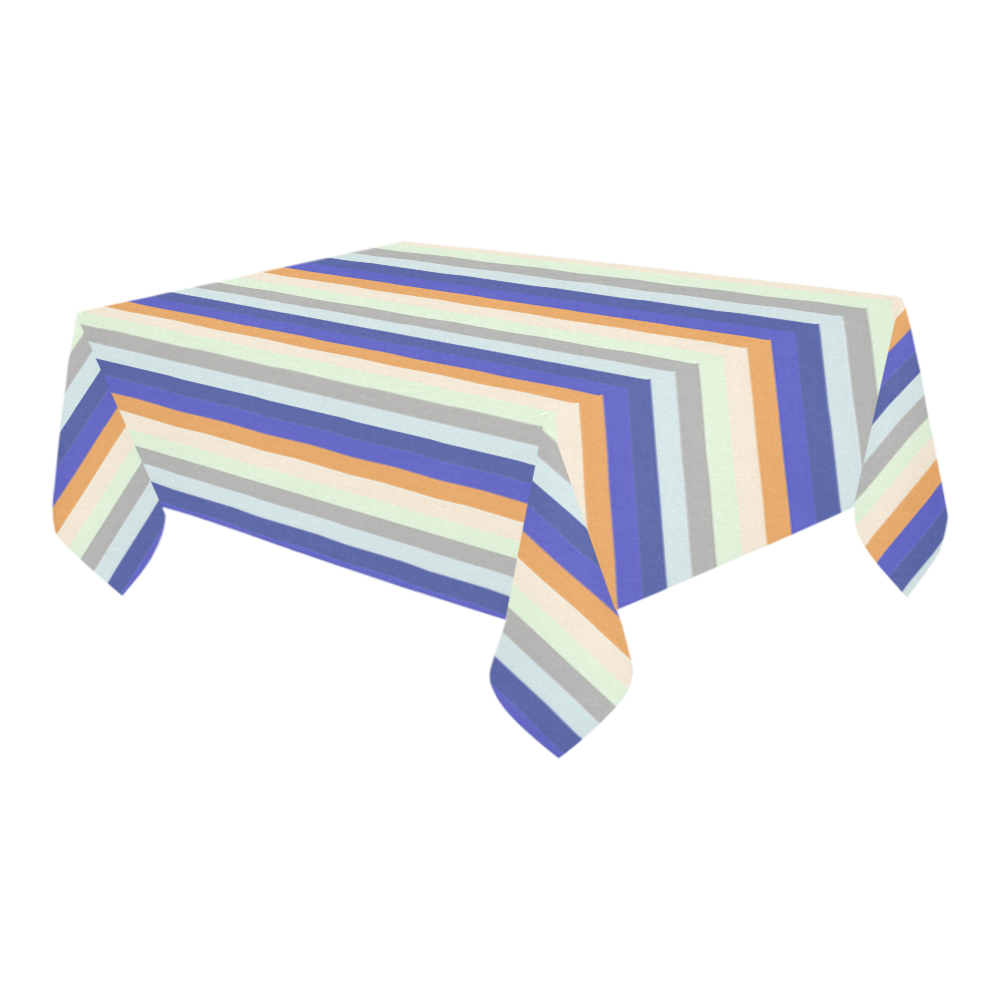 Fun Stripes 3 Cotton Linen Tablecloth 60" x 90"