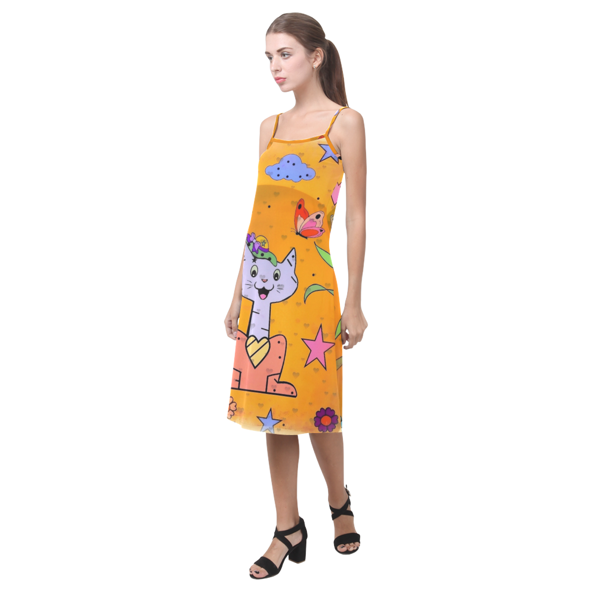 Cat Popart Fun by Nico Bielow Alcestis Slip Dress (Model D05)