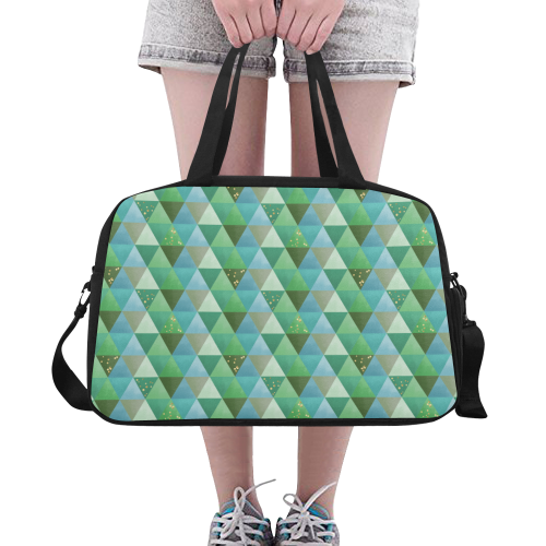 Triangle Pattern - Green Teal Khaki Moss Fitness Handbag (Model 1671)