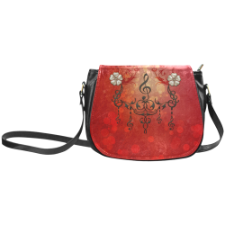 Music clef with floral design Classic Saddle Bag/Small (Model 1648)