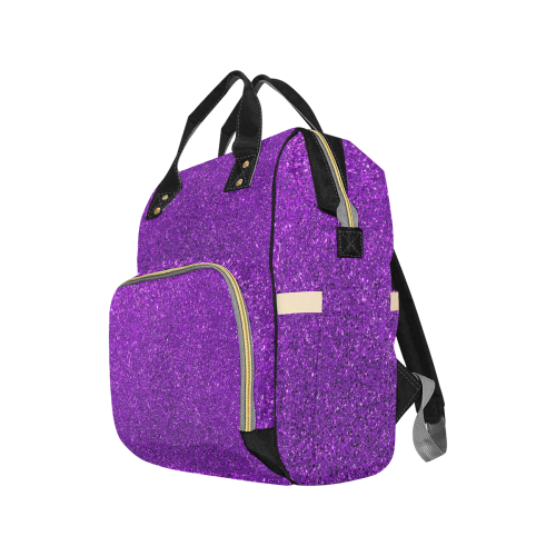 Purple Glitter Multi-Function Diaper Backpack/Diaper Bag (Model 1688)