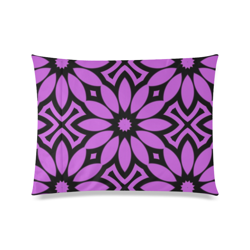 Purple/Black Flowery Pattern Custom Zippered Pillow Case 20"x26"(Twin Sides)