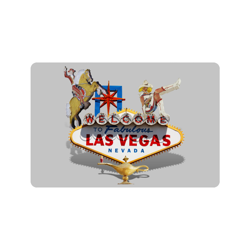 Las Vegas Welcome Sign on Silver Doormat 24"x16"