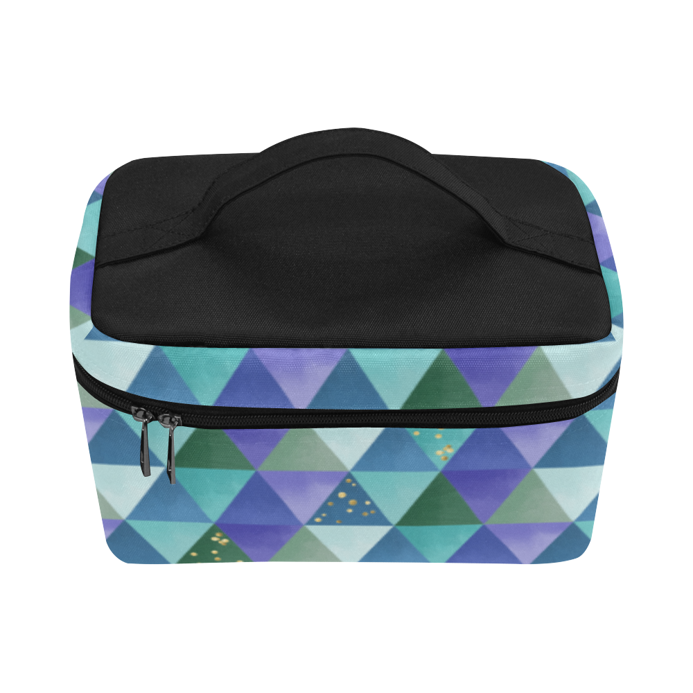 Triangle Pattern - Blue Violet Teal Green Cosmetic Bag/Large (Model 1658)