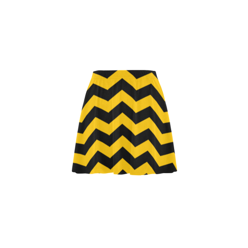 Chevrons Black & Yellow Mini Skating Skirt (Model D36)