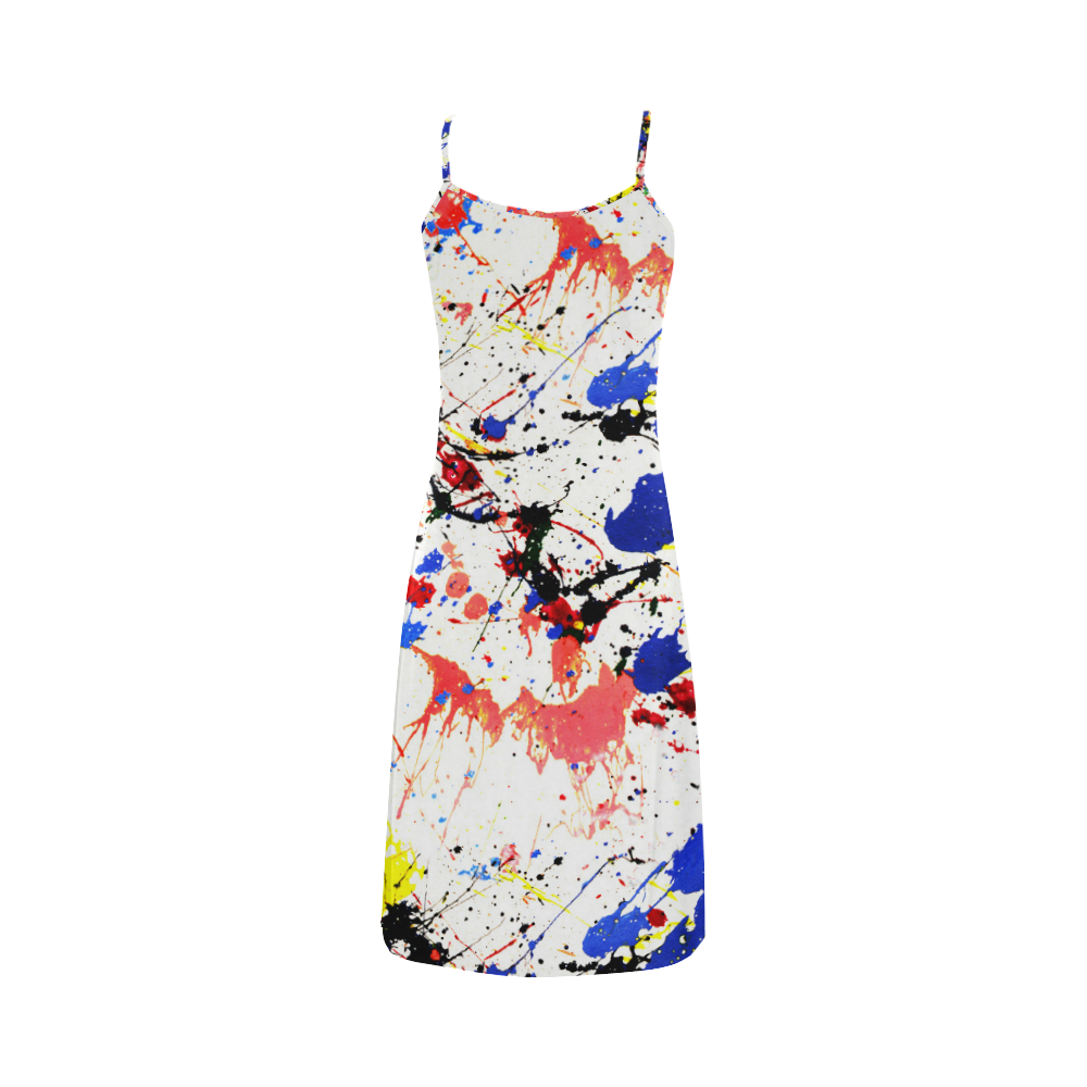 Blue and Red Paint Splatter Alcestis Slip Dress (Model D05)