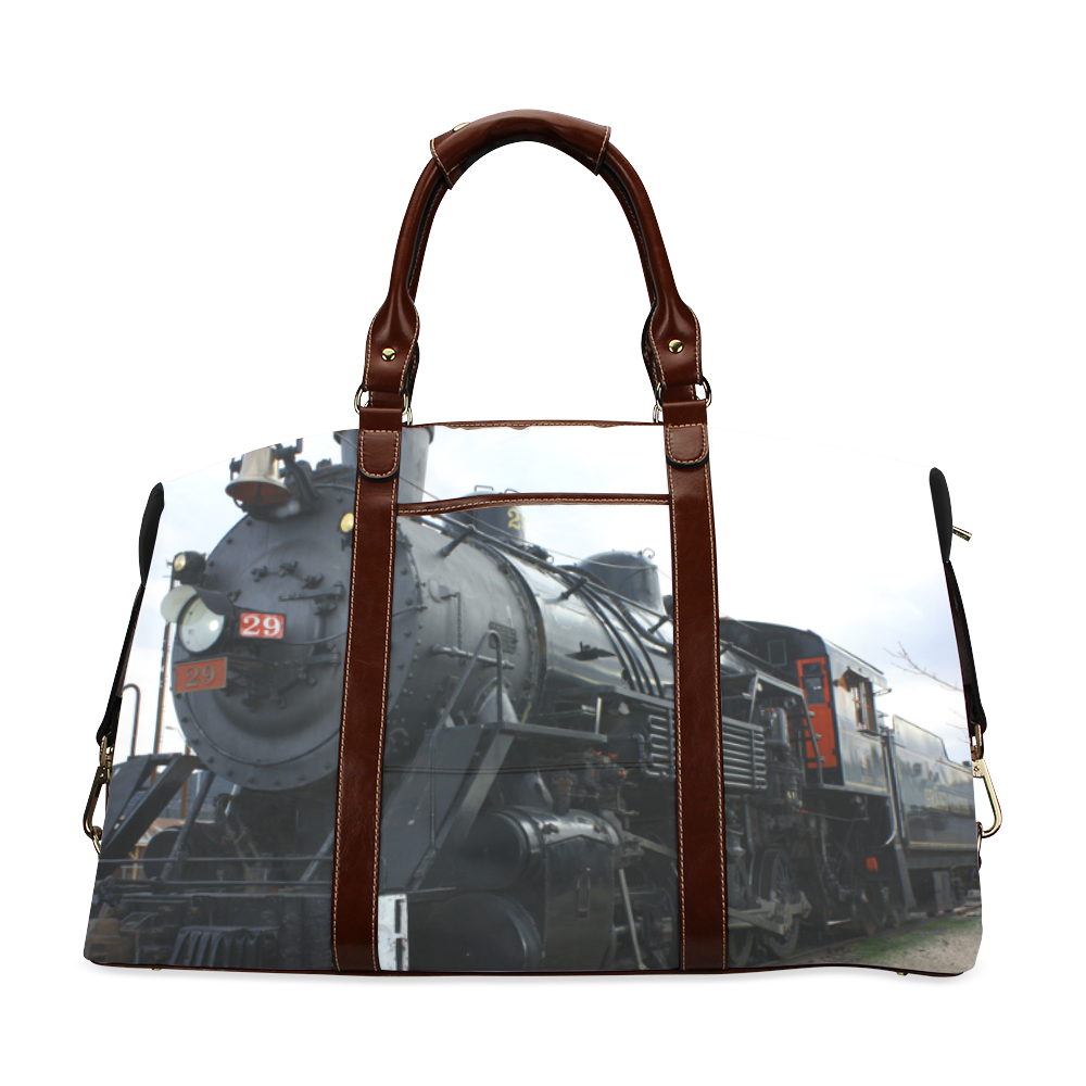 Railroad Vintage Steam Engine on Train Tracks Classic Travel Bag (Model 1643) Remake