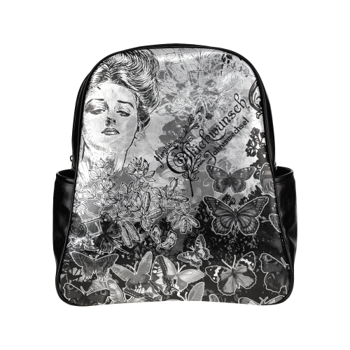 Lady and butterflies Multi-Pockets Backpack (Model 1636)