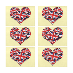 Union Jack British UK Flag Heart Yellow Placemat 12’’ x 18’’ (Six Pieces)