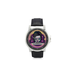 Katrina Day of the Dead Unisex Stainless Steel Leather Strap Watch(Model 202)