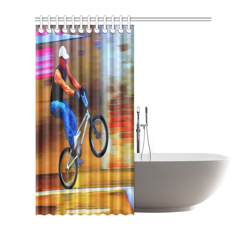 BMX Bike Stunts in the City Shower Curtain 72"x72"