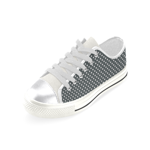 Silver polka dots Canvas Women's Shoes/Large Size (Model 018)