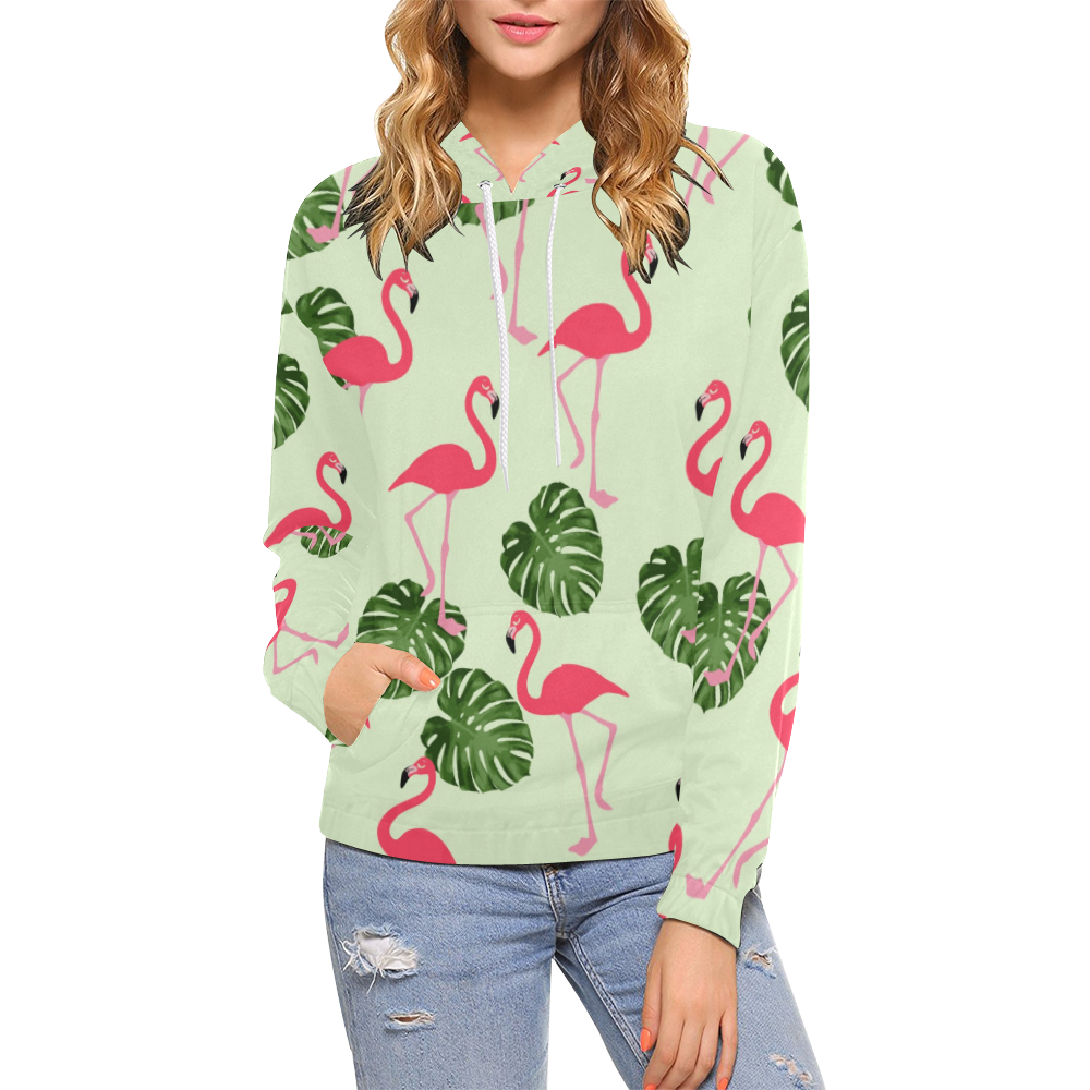 Flamingos All Over Print Hoodie for Women (USA Size) (Model H13)