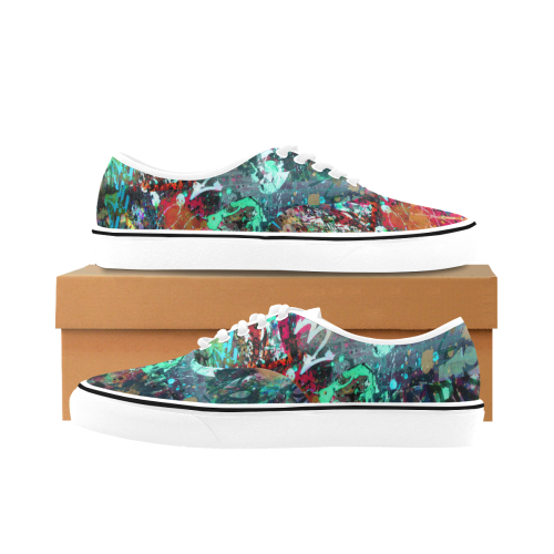 Graffiti Wall and Paint Splatter Classic Men's Canvas Low Top Shoes/Large (Model E001-4)