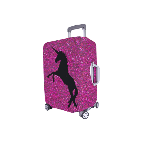 unicorn on pink glitter Luggage Cover/Small 18"-21"