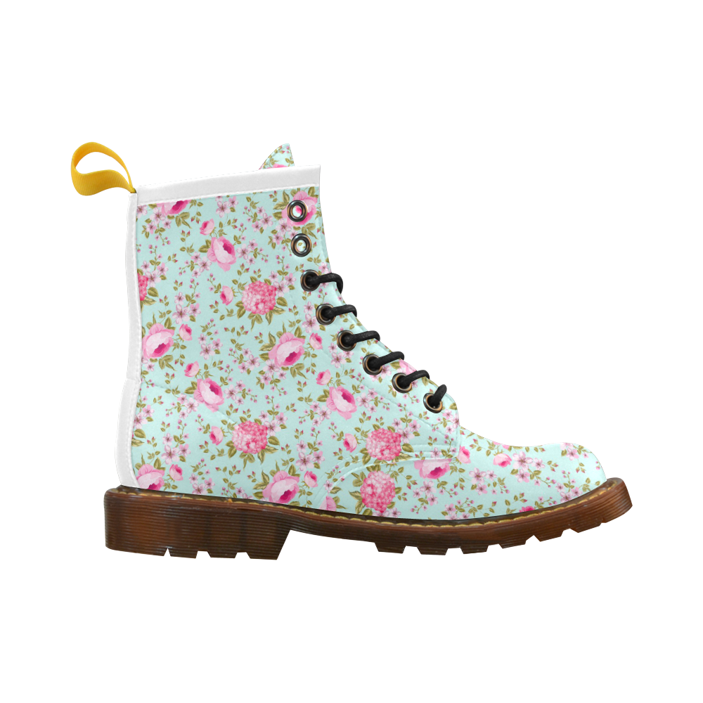 Peony Pattern High Grade PU Leather Martin Boots For Women Model 402H