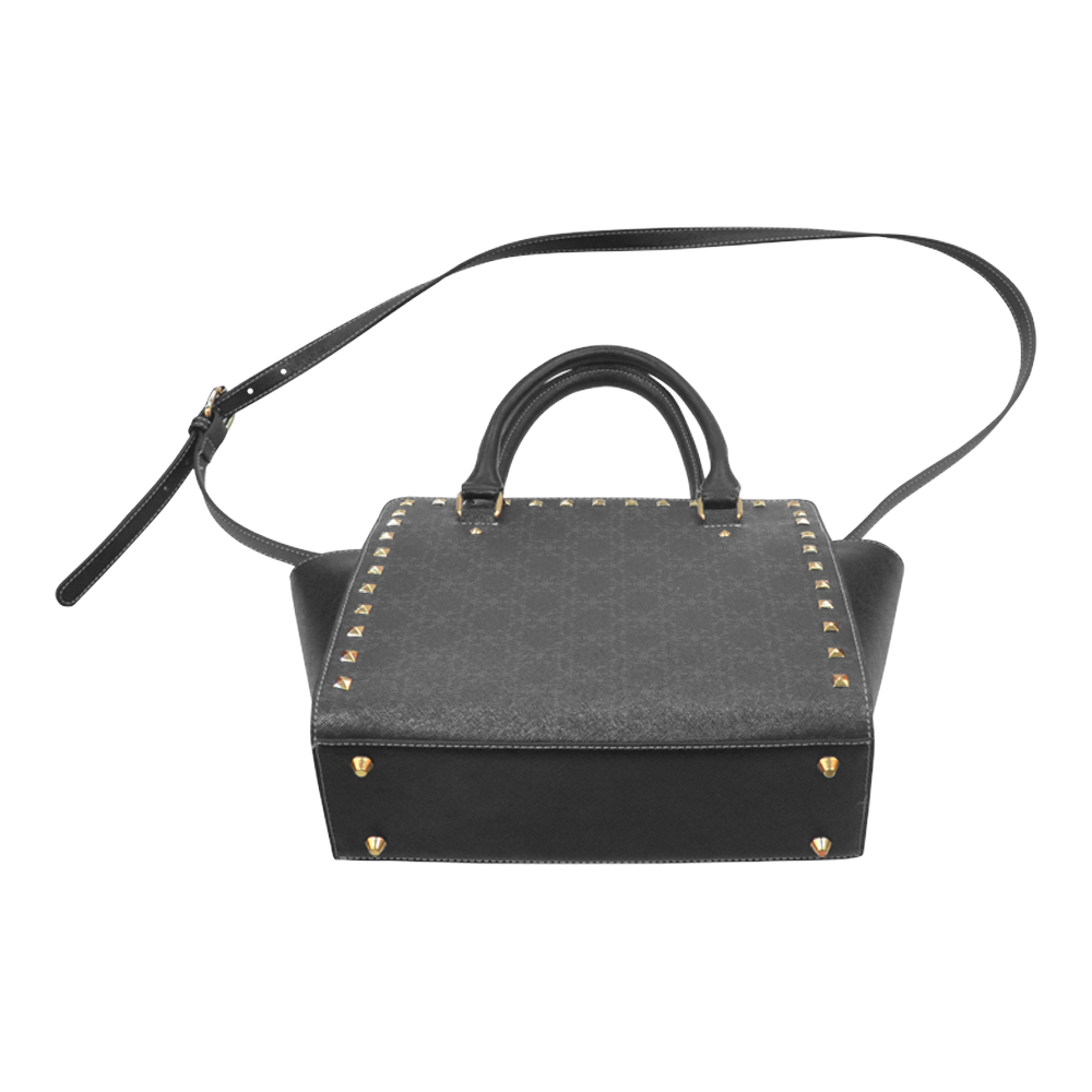 victorian paisley black Rivet Shoulder Handbag (Model 1645)