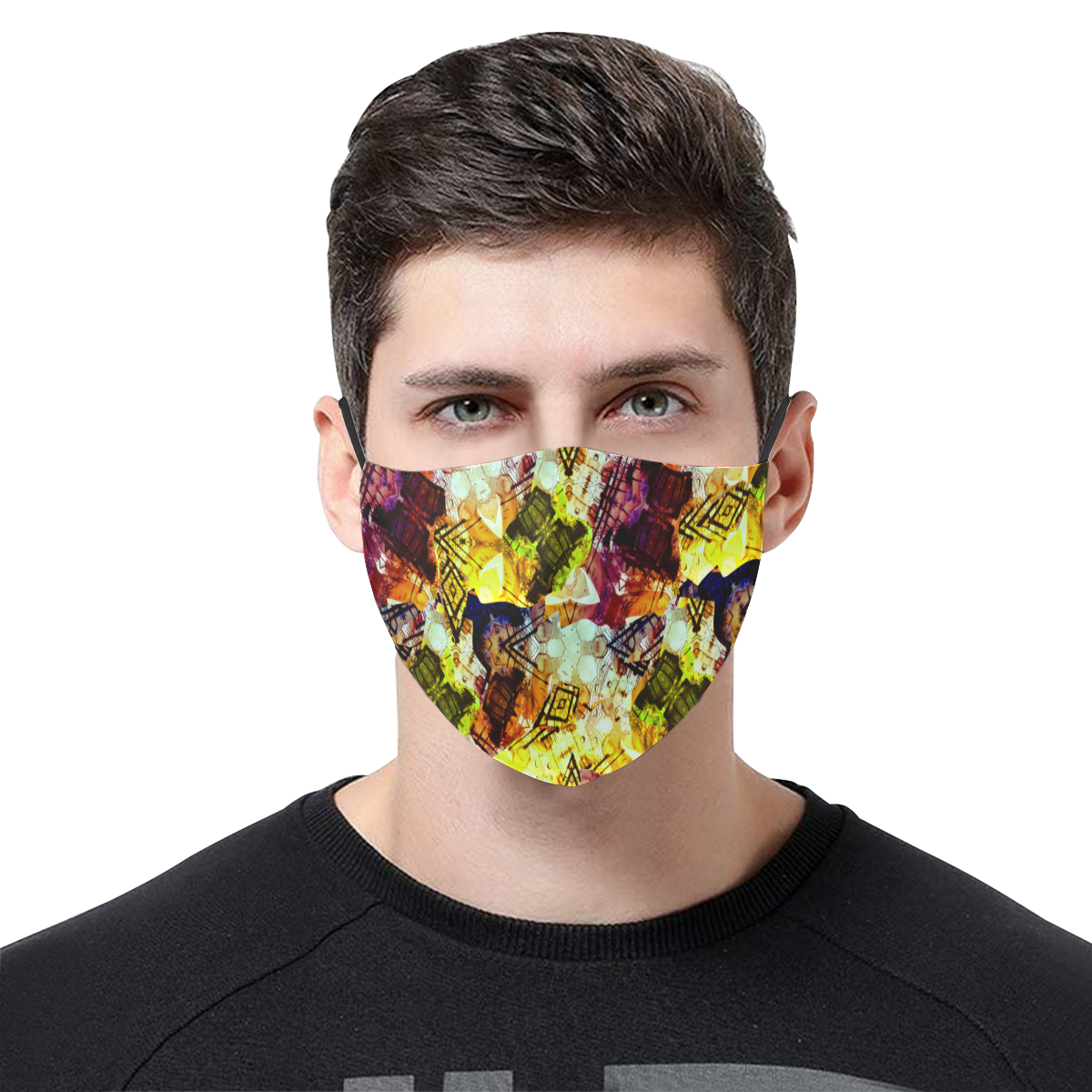 Graffiti Style - Markings on Watercolors 3D Mouth Mask with Drawstring (Pack of 3) (Model M04)