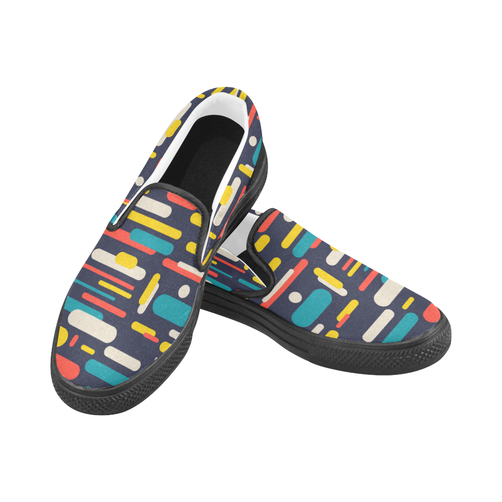 Colorful Rectangles Women's Slip-on Canvas Shoes (Model 019)
