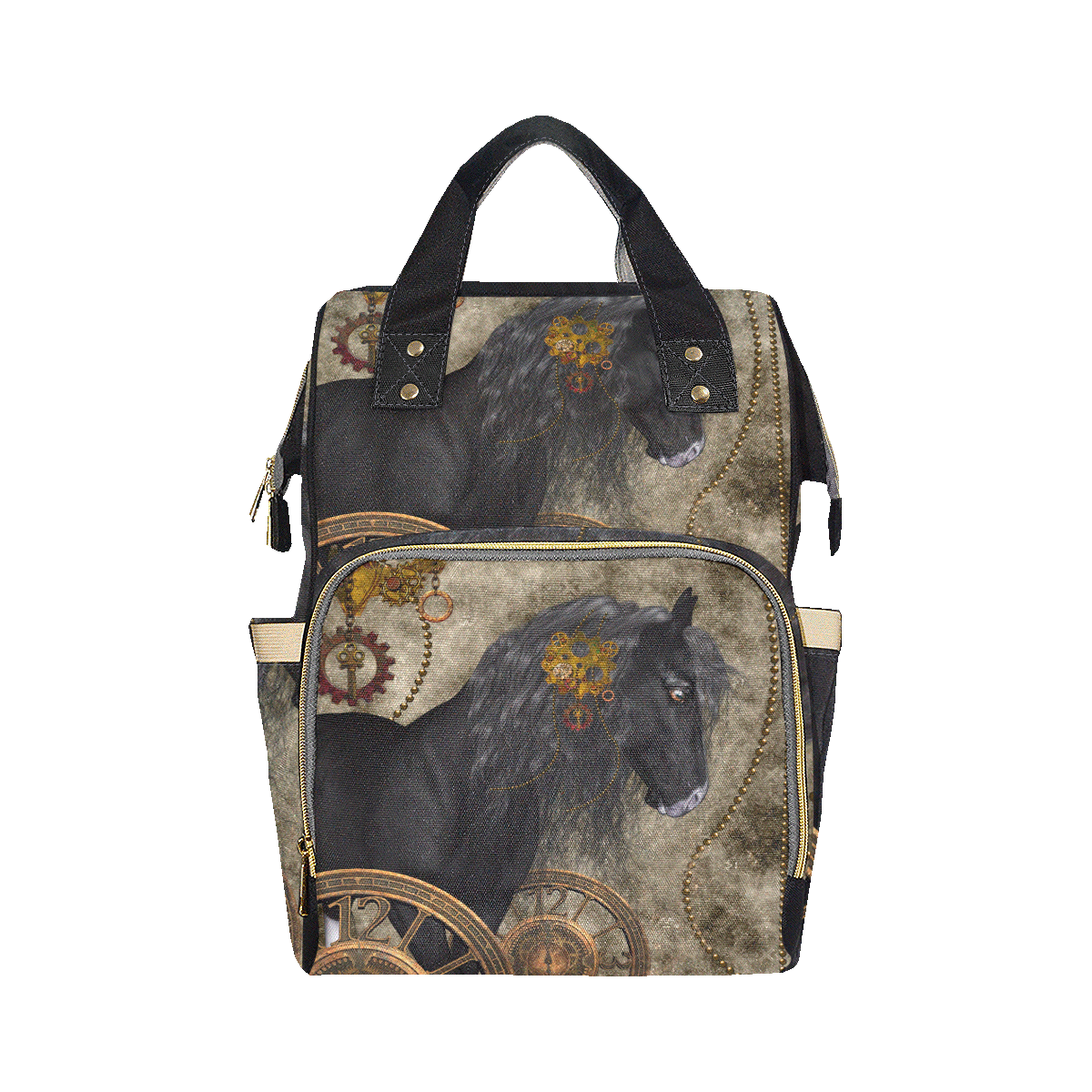 Beautiful wild horse with steampunk elements Multi-Function Diaper Backpack/Diaper Bag (Model 1688)