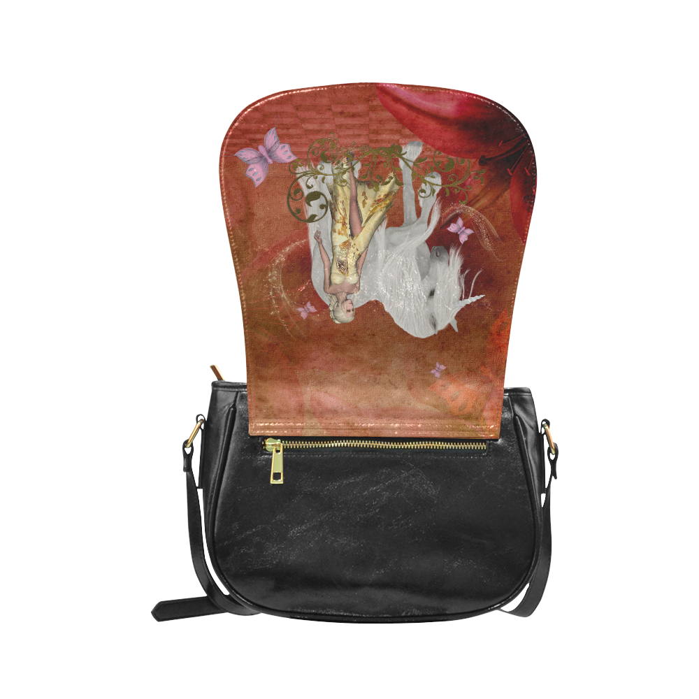 Unicorn with fairy and butterflies Classic Saddle Bag/Small (Model 1648)