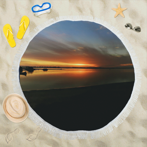 sunset brilliant Circular Beach Shawl 59"x 59"