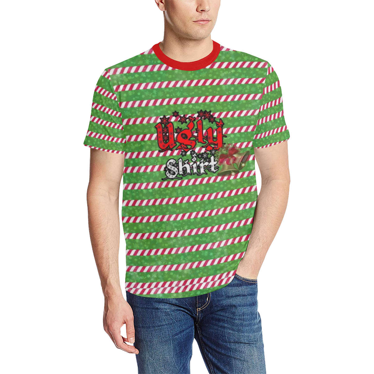 Ugly Christmas by Nico Bielow Men's All Over Print T-Shirt (Solid Color Neck) (Model T63)