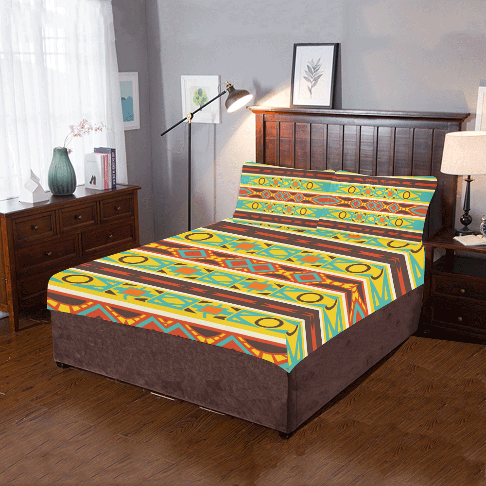 Ovals rhombus and squares 3-Piece Bedding Set