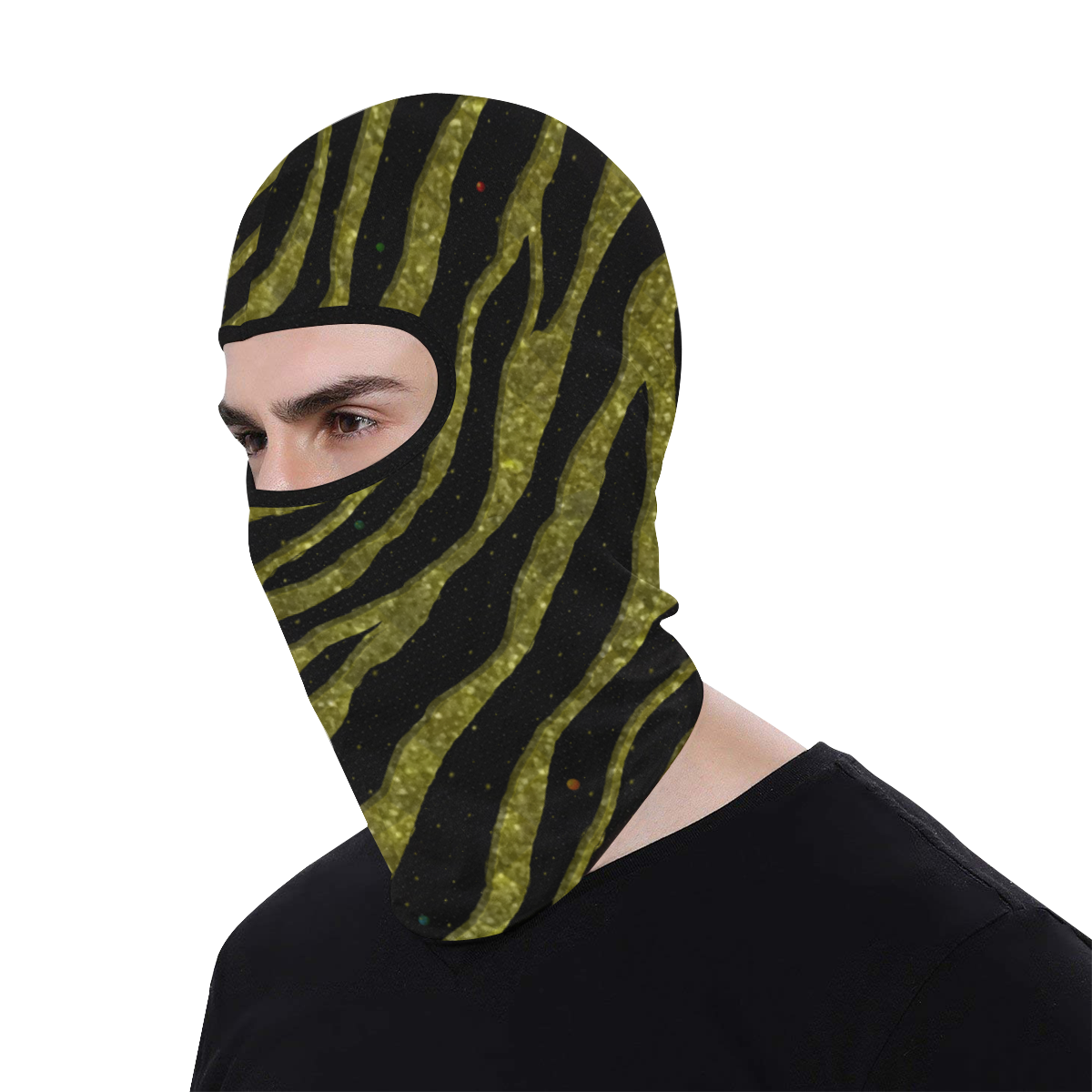 Ripped SpaceTime Stripes - Glitter Gold All Over Print Balaclava