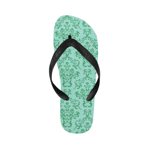 victorian teal ornamental Flip Flops for Men/Women (Model 040)