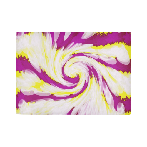Pink Yellow Tie Dye Swirl Abstract Area Rug7'x5'