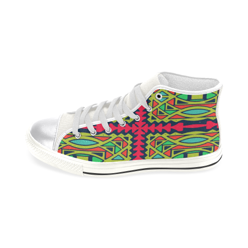 Distorted shapes on a blue background Women's Classic High Top Canvas Shoes (Model 017)