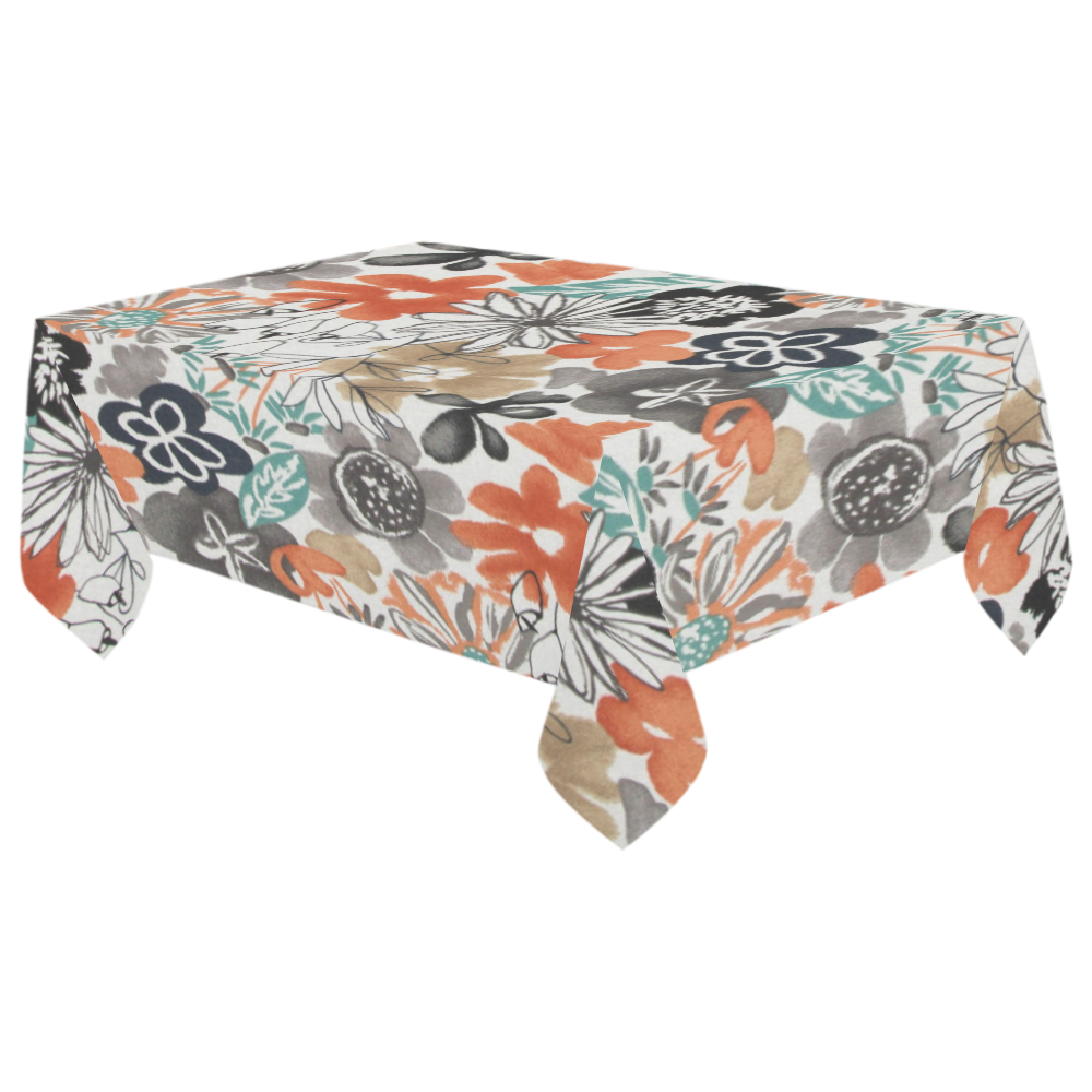 Summer Floral Cotton Linen Tablecloth 60"x 104"