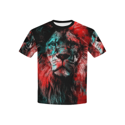 lion jbjart #lion Kids' All Over Print T-Shirt with Solid Color Neck (Model T40)