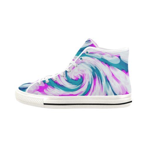 Turquoise Pink Tie Dye Swirl Abstract Vancouver H Men's Canvas Shoes/Large (1013-1)