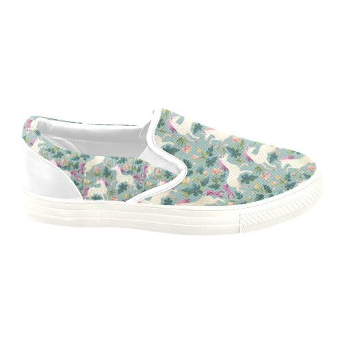Floral Unicorn Pattern Slip-on Canvas Shoes for Men/Large Size (Model 019)