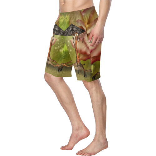 Funny giraffe with umbrella Men's Swim Trunk (Model L21)