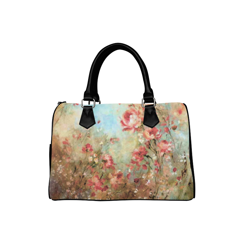 pink watercolor flowers Boston Handbag (Model 1621)