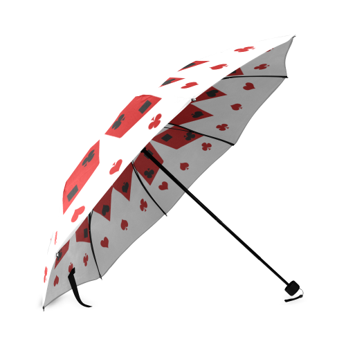 Black and Red Playing Card Shapes Round Foldable Umbrella (Model U01)