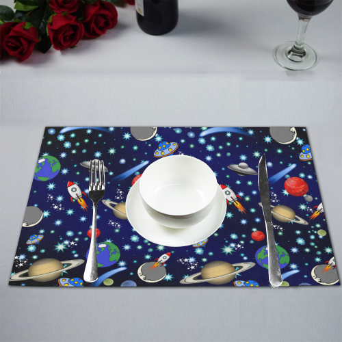 Galaxy Universe - Planets,Stars,Comets,Rockets Placemat 12’’ x 18’’ (Set of 2)