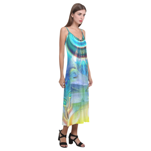 Soul vibrations V-Neck Open Fork Long Dress(Model D18)