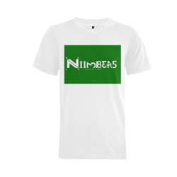 NUMBERS Collection White/Green Men's V-Neck T-shirt (USA Size) (Model T10)