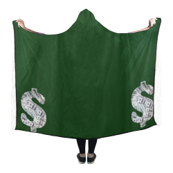 Hundred Dollar Bills - Money Sign Green Hooded Blanket 80''x56''