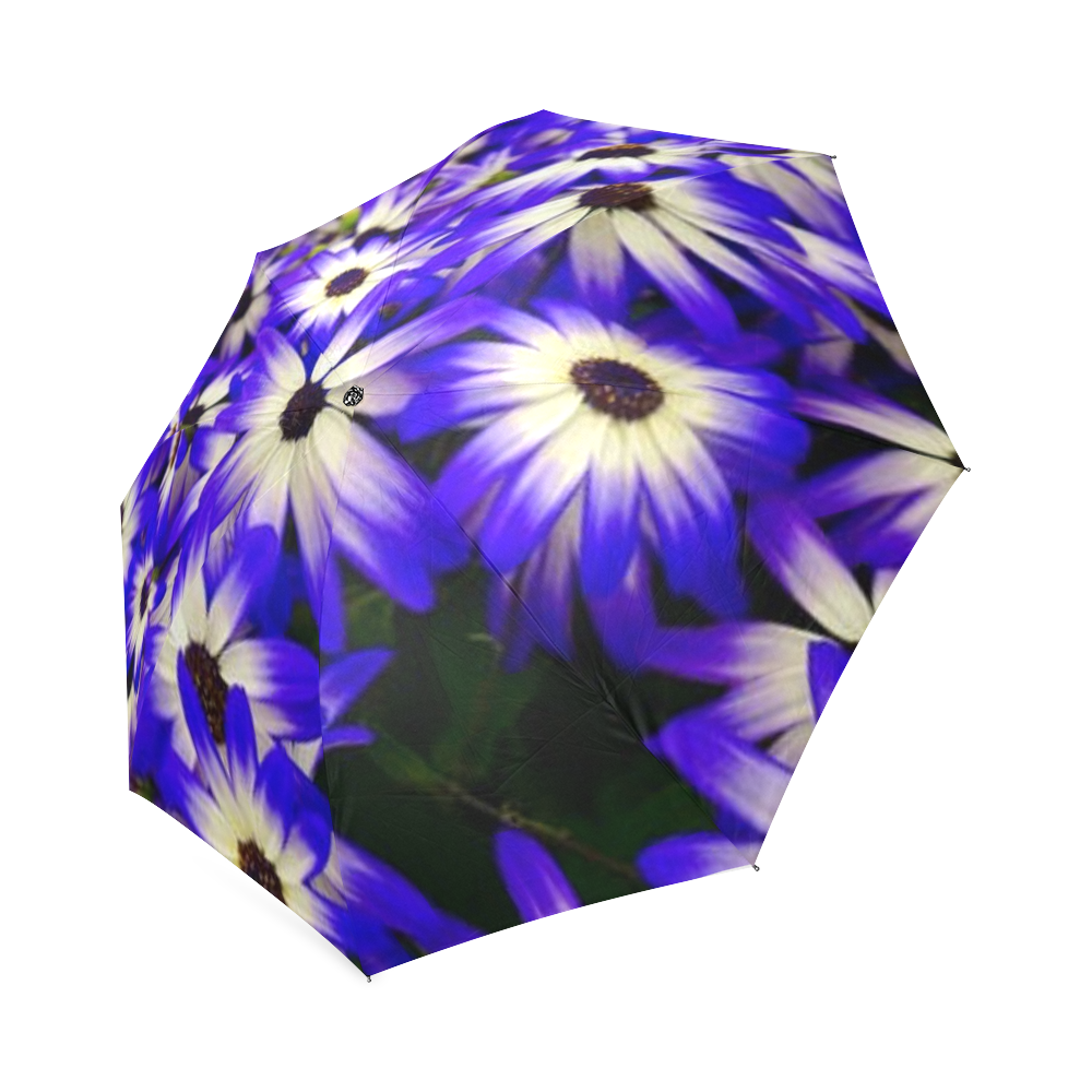 blue flowers Foldable Umbrella (Model U01)