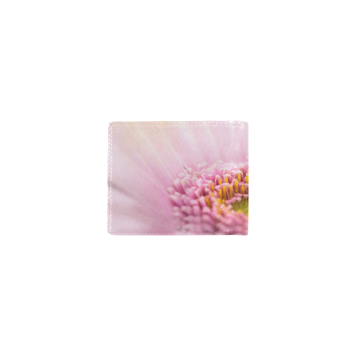 Gerbera Daisy - Pink Flower on Watercolor Yellow Mini Bifold Wallet (Model 1674)